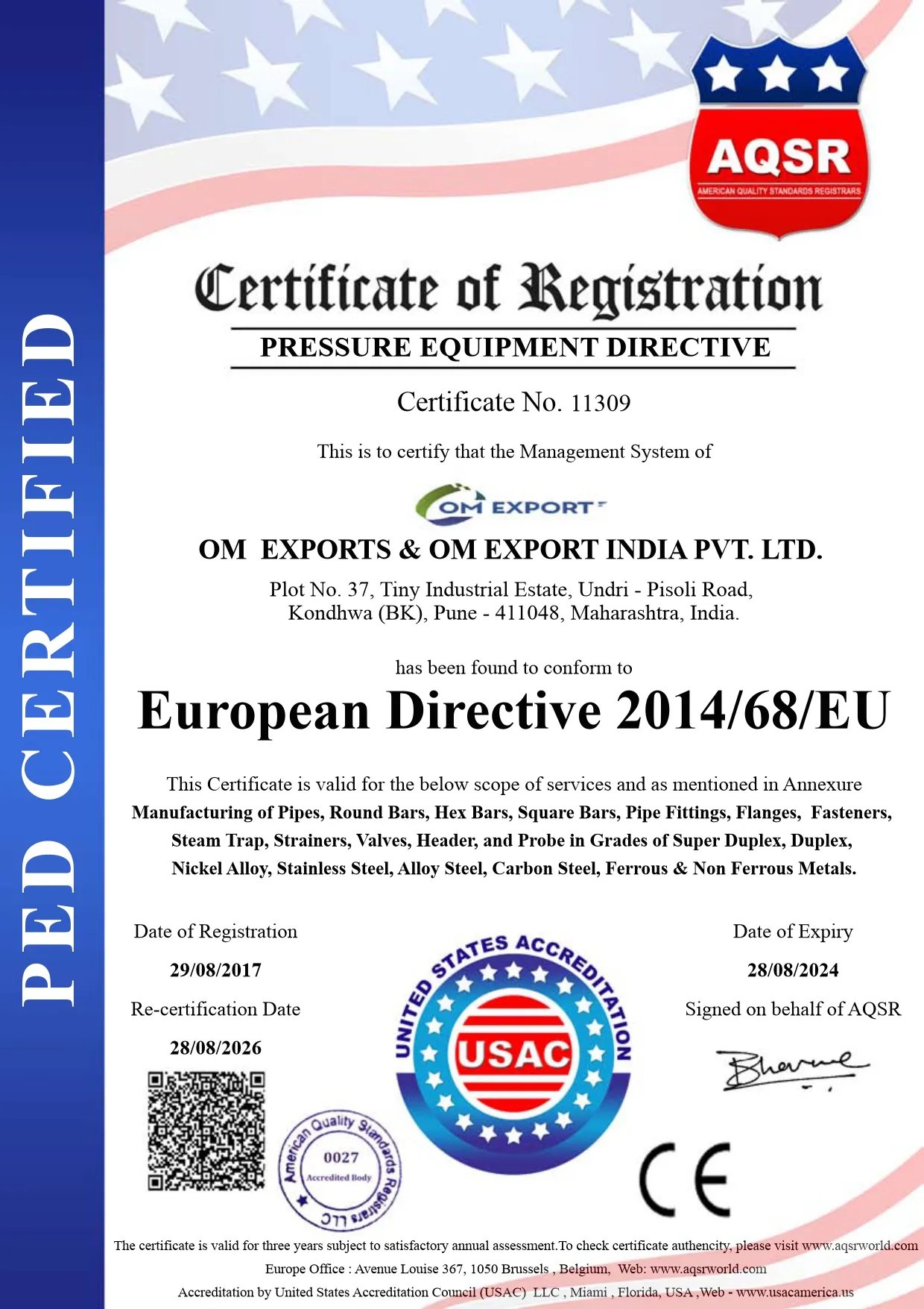 PED Certification